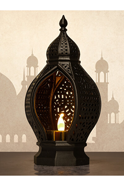 lysiaaccessory Al Noor Siyah Lüks Moroccan Lantern Led Mumluk | Premium Ramaz...