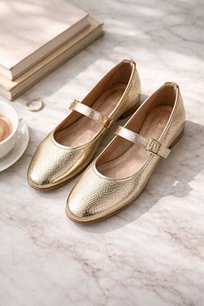 Slipcat Stl-108 Buckle Ballerina Casual Women's Shoes Ballerinas