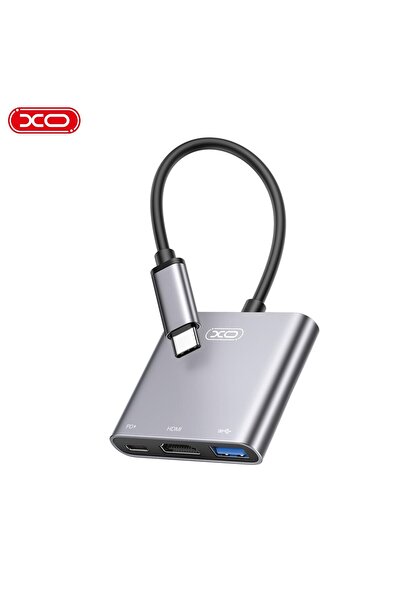 Xo HUB011 Type-C 3 in 1 Çoklayıcı USB 3.0 PD 100W Şarj 4K HDMI Görüntü Aktarı...