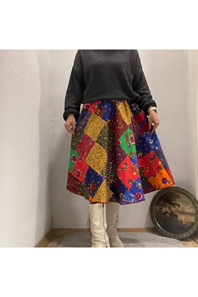 Tosbikotantik Kişiye Özel Tasarım Patchwork Maksi Pazen Etek