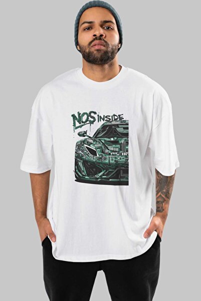 Ankhises Serija automobila (83) prednja Štampano Bela Oversize kroj T-shirt M...