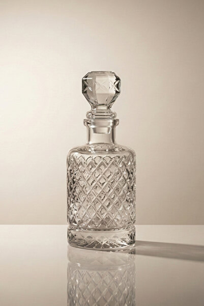 KHAKMA Lüks Kristal Kesim Cam Sürahi Karaf 1240 cc Kapaklı Şerbetlik ve Su Su...