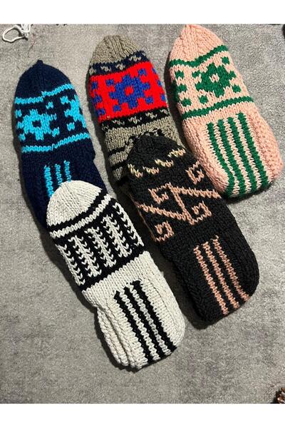 MESKSTORE 5 ÇİFT El Örgü Sıcak&Yumuşak Tutan Kışlık Patik 42
