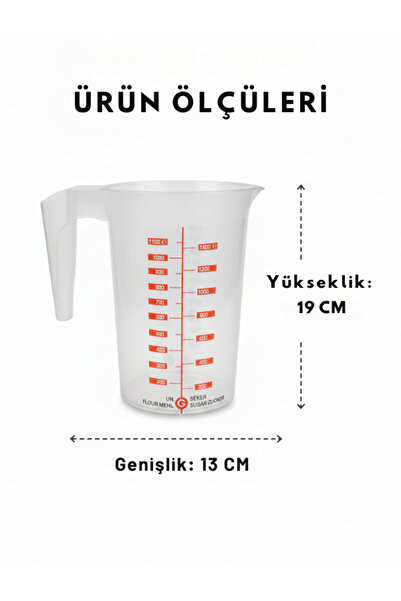 CALVERA 1.75 Litre Dereceli Ölçü Kabı - 4 Farklı Ölçüm Birimli Çok Amaçlı Mutfak Kabı - Şeffaf