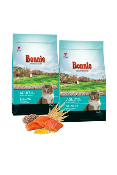 Bonnie Somonlu Yetişkin Kedi Maması 1,5 Kg x 2 Adet