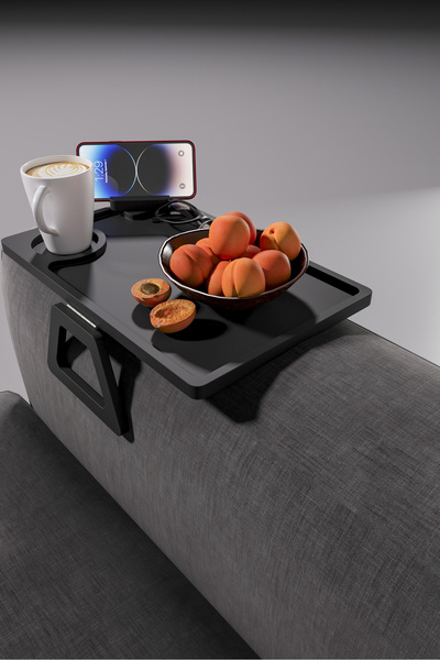 Wooden Studio Telefon Tutuculu Doğal Ahşap Koltuk Sehpası | Yan Sehpa | Koltu...