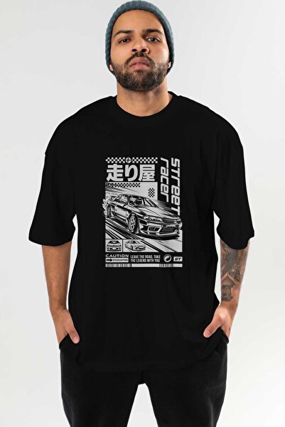 Ankhises Σειρά Car Series (6) μπροστινό Τυπωμένο μαύρο μπλουζάκι Oversize Ανδ...