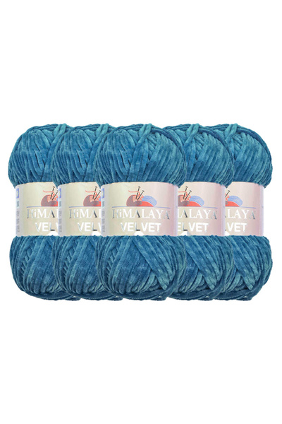 Himalaya Velvet Velvet Knitting Yarn, White 90001, 5X100 Grams, 5 Skeins