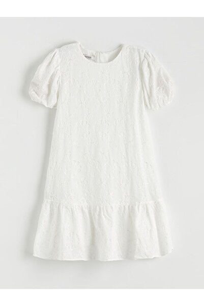 LC Waikiki Φόρεμα για κορίτσια με φλοράλ λαιμόκοψη LCW Kids Crew