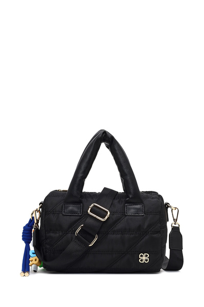 Derimod Women's Black Long Strap Charmlı Fabric Shoulder Bag 25Abd27336F