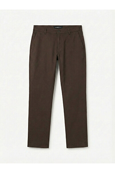 LC Waikiki بنطلون تشينو رجالي من الجبردين ذو قياس قياسي بلون بني