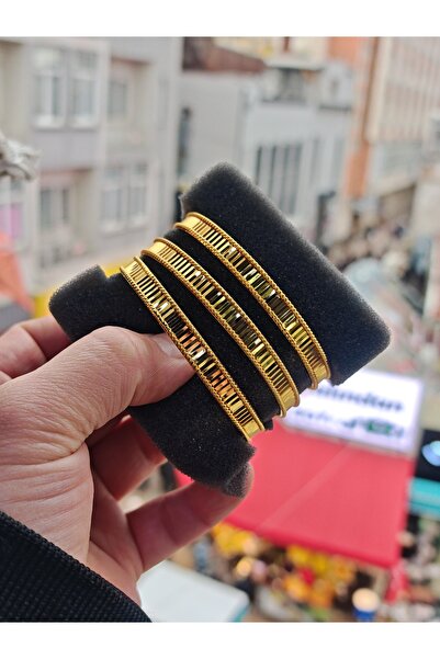 IŞILDAGOLD Aynalı Sazan Bilezik 22 Ayar Altın Kaplama imitasyon Bilezik (3 ADET)