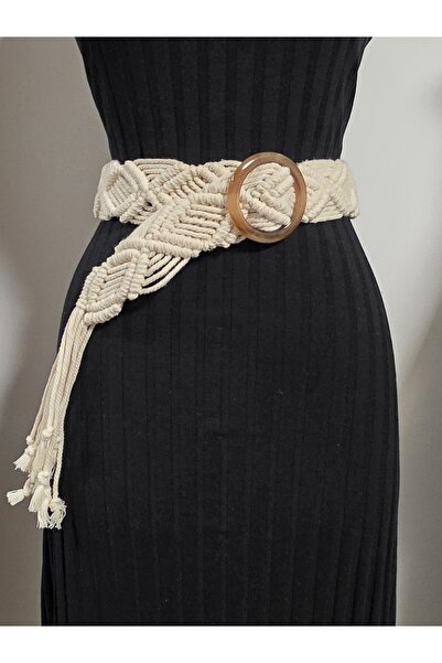 ZERGOLD Yuvarlak Tokalı Makrome Halat Kemer