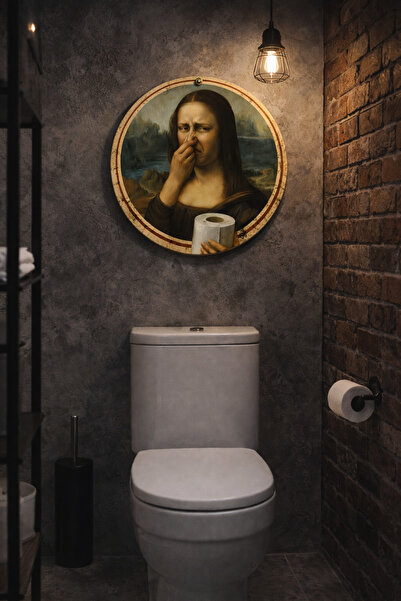 Fumor Mona Lisa Yuvarlak Esprili Banyo & WC Duvar Tablosu 20x20 cm