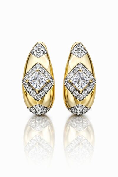 Sense of Atelier أقراط ذهبية من حجر الزركون نوكتيس باجيت