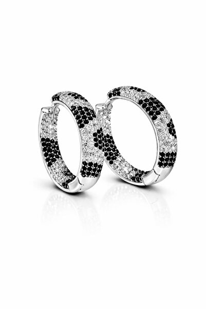 Sense of Atelier أقراط دائرية فضية من الحجر الأسود الغرابي