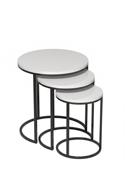 B&G Mobilya 3’lü C Zigon Sehpa Beyaz