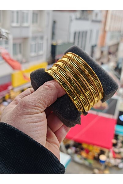 IŞILDAGOLD Aynalı Sazan Bilezik 22 Ayar Altın Kaplama imitasyon Bilezik (5 ADET)