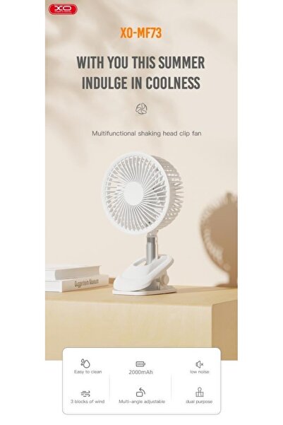 Xo Şarjlı Mandallı 3 Kademeli Taşınabilir Mini Fan – 360° Dönebilen Klipsli V...
