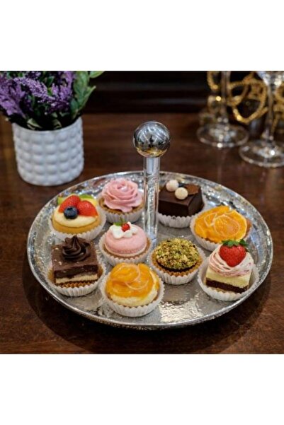 Generic A luxurious steel serving platter with a spherical handle - a touch o...