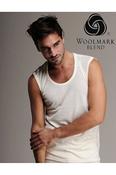 Hasyün Tricou termic pentru bărbați, crem, 100% lână merinos, subțire, absorb...