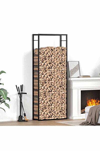 vidaxl Firewood Rack Matt Black 80x28x222 cm Steel