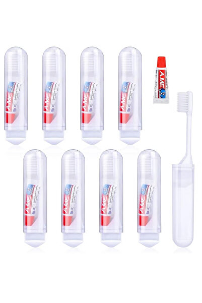 GNAFOTU Mini Travel Toothbrush and Toothpaste Set, 8-piece, Portable Folding ...