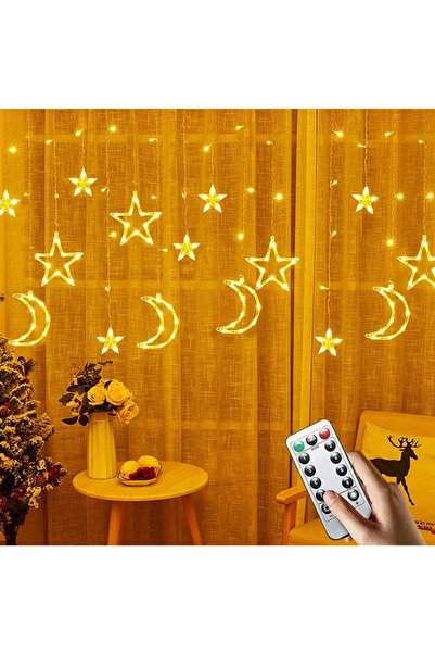 Pomefar أضواء رمضان - سلسلة أضواء LED على شكل نجمة وقمر، زينة رمضانية منزلية ...