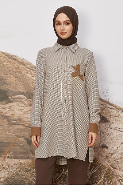 Alvina Shirt Collar Patterned Tunic 46265