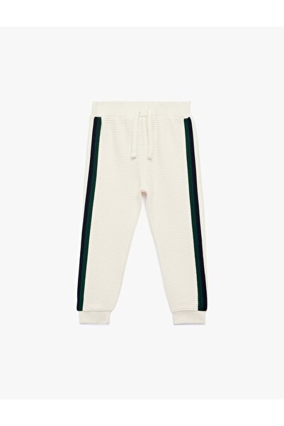 Koton Cotton Striped Detail Lace-Up Waist Jogger Sweatpants