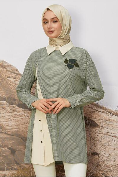 Alvina Shirt Collar Plaid Tunic 46125