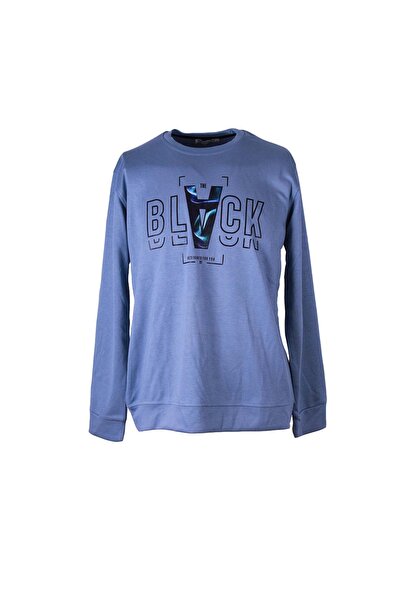 trender Black Print Modal Octavian Blue Men's Sweatshirt 26Yg08000056