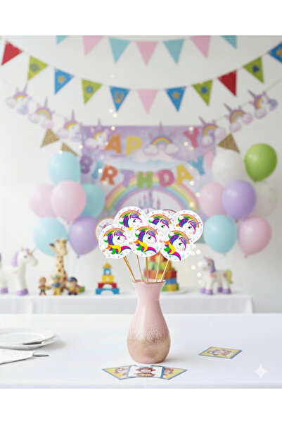 Evabrite 20 Pieces 7 cm Unicorn Themed Party Toothpicks - Cupcake Cake Decora...