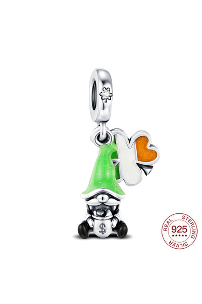 Choice NBC0615 تعليقة فضية عيار 925 بتصميم زهرة البرسيم الأخضر وقوس قزح وحافر...