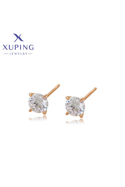 Choice مجوهرات Xuping باللون الذهبي الأبيض، وصل حديثًا، أقراط مرصعة بتصميم بس...