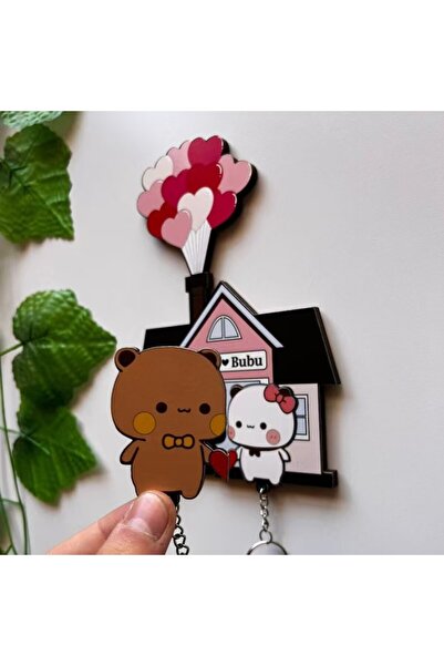 Choice حامل مفاتيح جداري بدون مفتاح، سلسلة مفاتيح أكريليك بتصميم باندا وبوبو ...