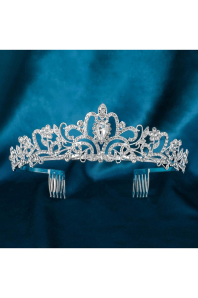 Choice طوق شعر فضي، قطعة واحدة، تاج عروس رائع مرصع بأحجار الراين، على طراز ال...