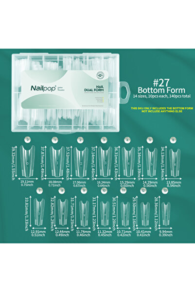 Choice9 SWB-002-140 Nailpop Nails Bottom Forms Reusable Nail Forms 14 Sizes S...