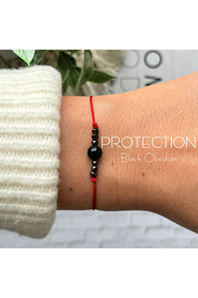 Choice سوار أسود بطول 15-23 سم، أسود اللون، للحماية، بخيط أحمر، بدون بطاقة، ي...