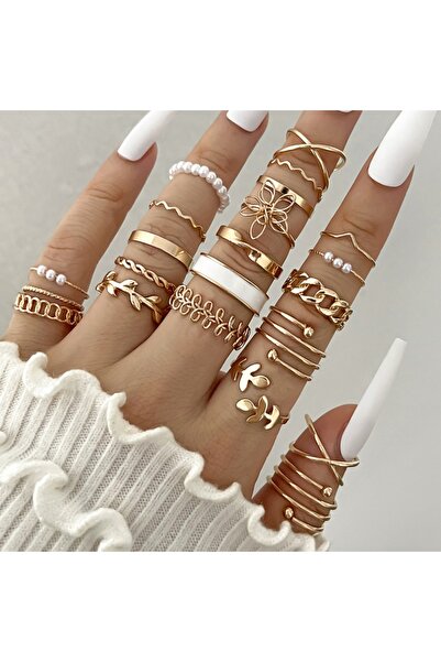 Choice JZ-2217-GD مجموعة من 22 خاتمًا بتصميم عتيق ذهبي اللون على شكل قلب وفرا...