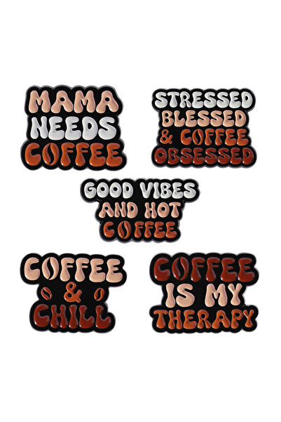 Choice مجموعة دبابيس مينا "أجواء إيجابية وقهوة ساخنة" مع اقتباسات مضحكة: "الق...