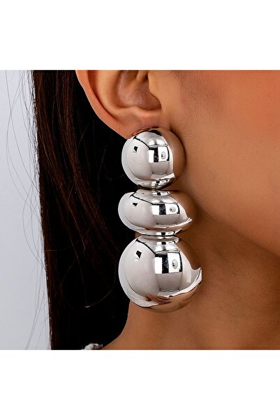 Choice Silver Plated A Pair of Women's Earrings, Exaggerated Glossy Geometric...