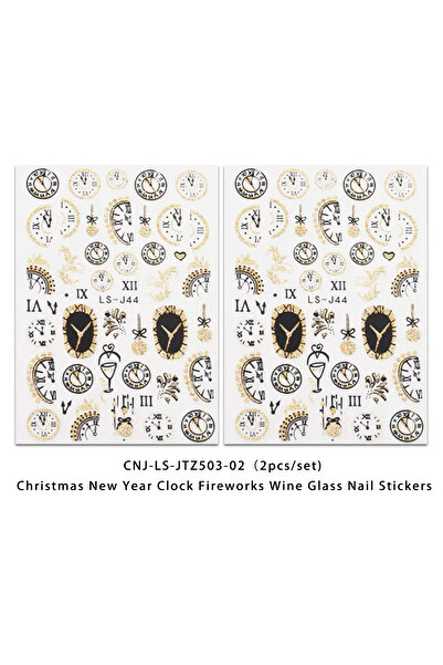 Choice MULTI 2PCS New Year clock fireworks nail stickers, easy to apply for n...