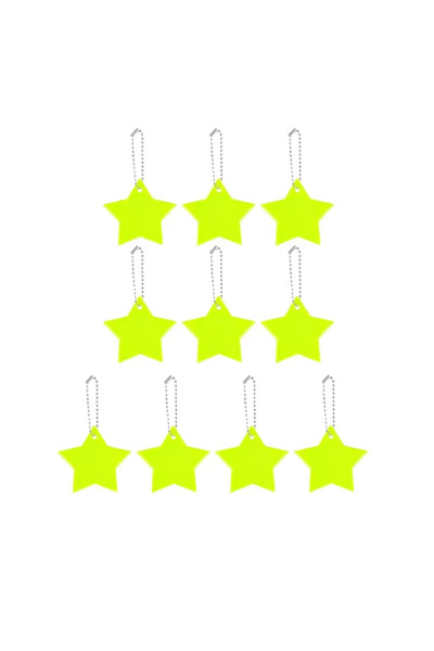 Choice 10 قطع من سلاسل المفاتيح العاكسة على شكل نجوم ملونة باللون الأصفر الفل...