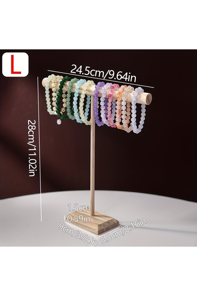 Choice wood(L) 1pc Wooden Bead Storage Rack - T-Shaped Display Stand for Brac...