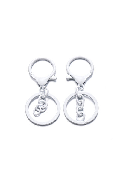 Choice مجموعة من 5 قطع من حلقات المفاتيح البيضاء الملونة مقاس 30 مم، مزودة بم...