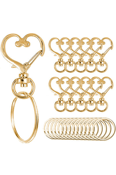 Choice 20PCS gold color 20/40/60pcs Heart Shaped Swivel Snap Hooks with Key R...