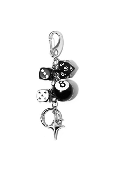 Choice style E Black Dice Billiards Keychain Hiphop Lucky Dice Y2K Pendant Ba...
