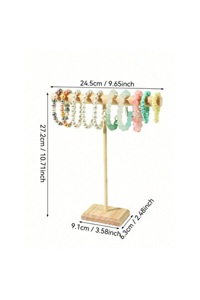 Choice حامل عرض مجوهرات من الخشب الصلب - رف عرض متعدد الوظائف للأساور والقلائ...