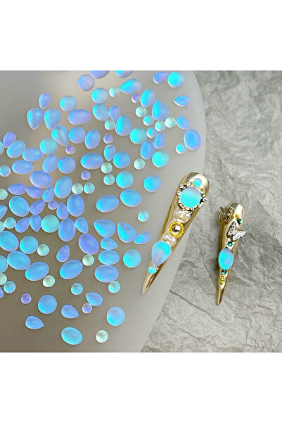 Choice 20pcs New Matte Frosted Blue Tears Nail Art Charms Oval Water Drop Dia...